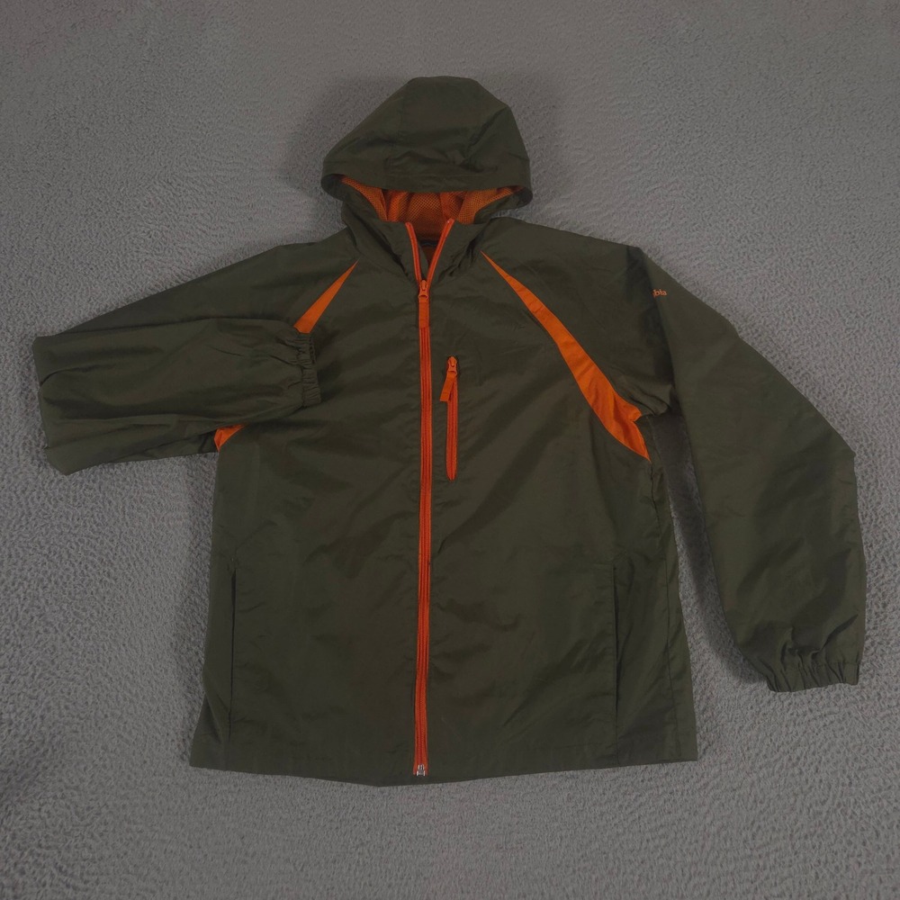 Columbia Jacket Boys 18/20 Olive Flow Summit Nylon Mesh Lined Hooded Full Zip